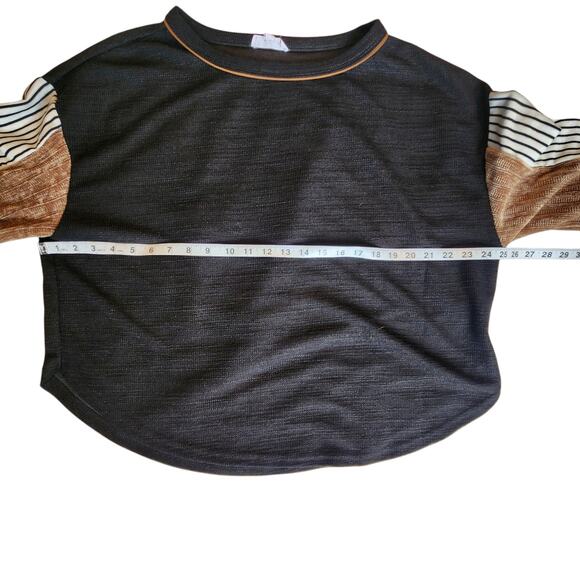 THML Multi Texture Knit Sweater, loose fit 3/4, chenille sleeves sz M - Picture 7 of 10